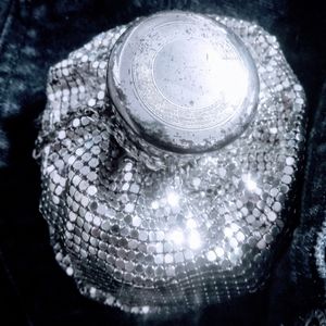 Whiting Davis silver chrome metal mesh purse deco flapper 1920's.
